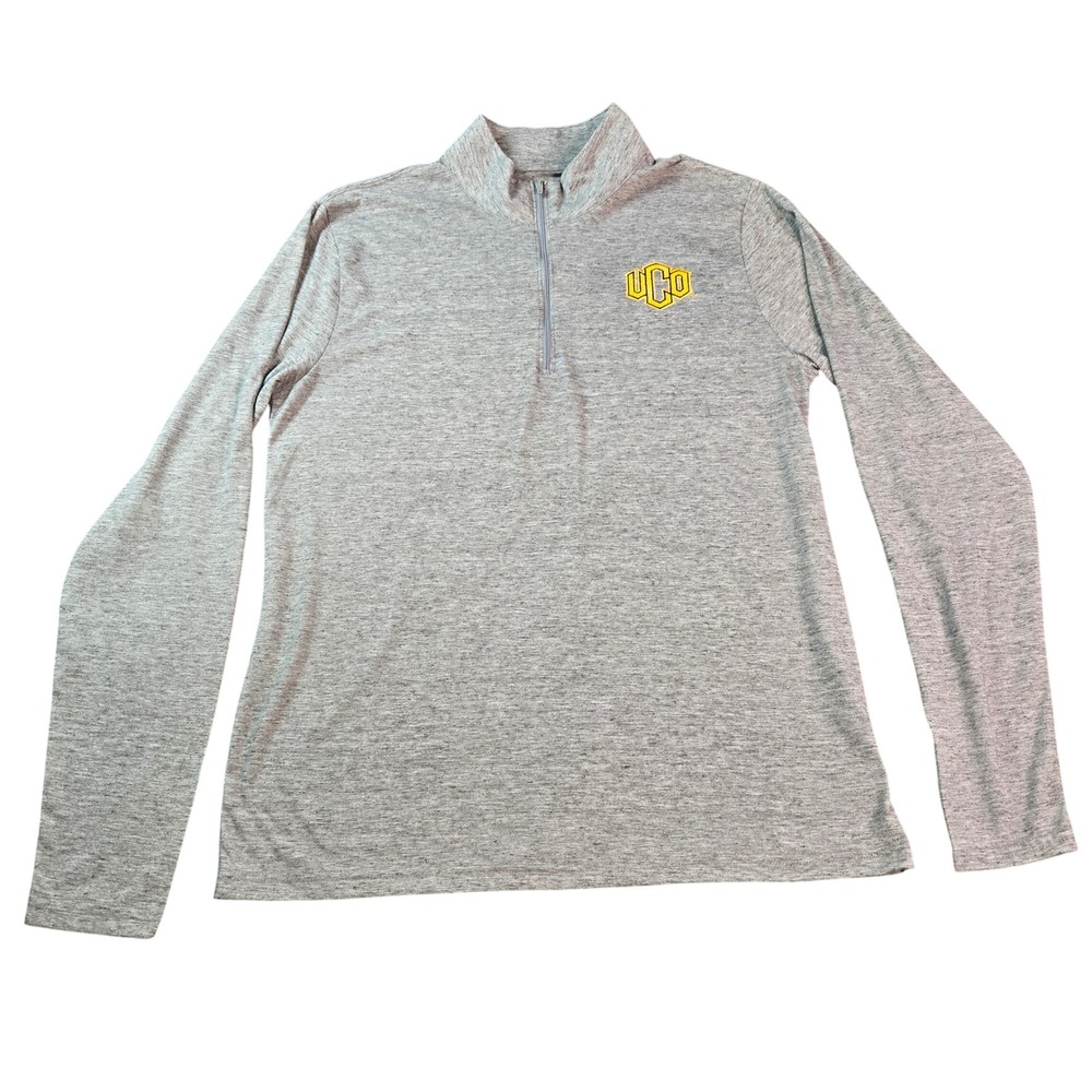 League 91 Mens UCO Central Oklahoma Bronchos Quarter Zip Heather Gray Pullover M